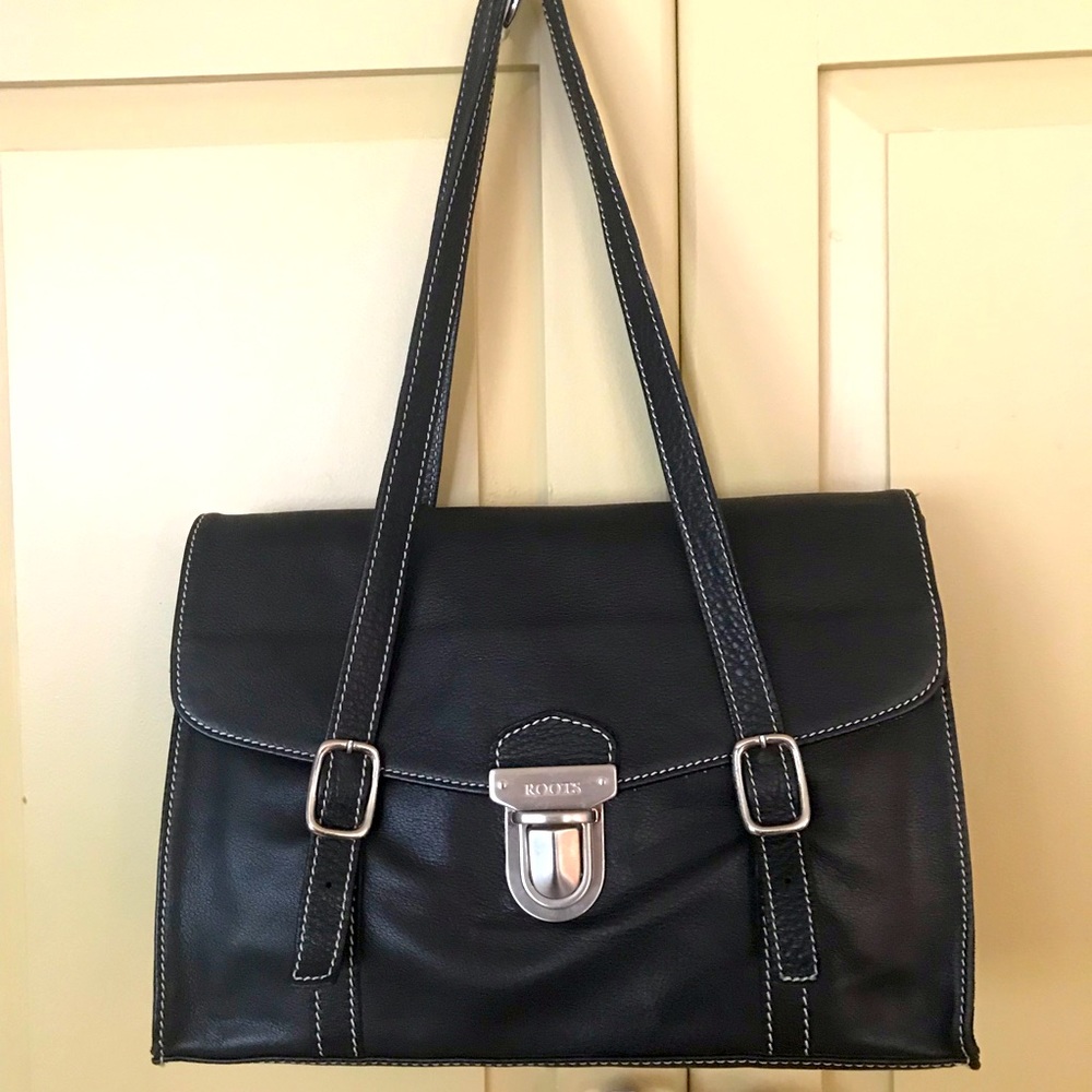 Roots Black Leather Handbag